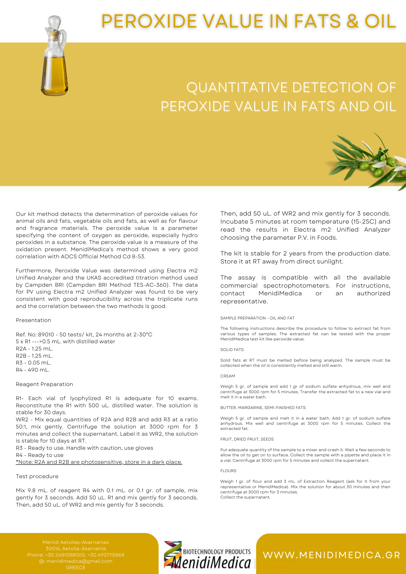 Peroxide Value in Fats & Oil